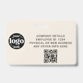 Ivoren personeelsfoto ID met QR-code bedrijfslogo Badge (Achterkant)
