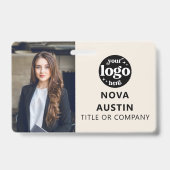 Ivoren personeelsfoto ID met QR-code bedrijfslogo Badge (Voorzijde)