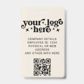 Ivoren personeelsfoto ID met QR-code bedrijfslogo Badge (Achterkant)