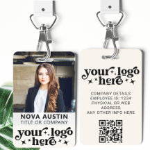 Ivoren personeelsfoto ID met QR-code bedrijfslogo