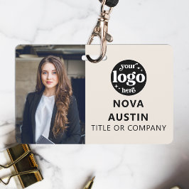 Ivoren personeelsfoto ID met QR-code bedrijfslogo Badge
