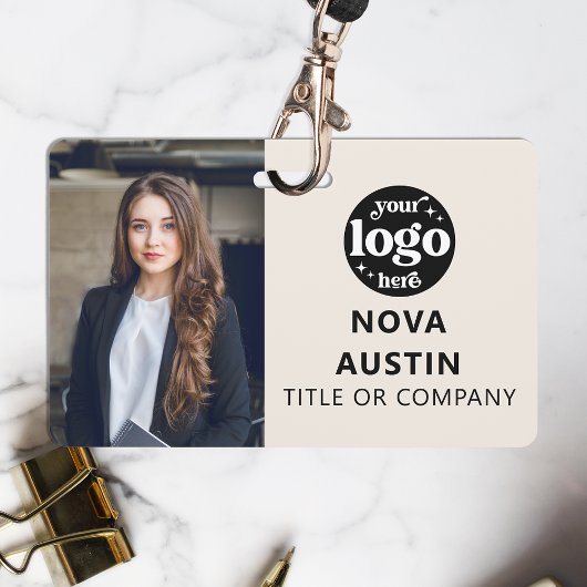 Ivoren personeelsfoto ID met QR-code bedrijfslogo Badge