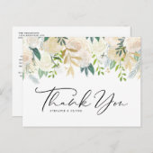 Ivoren pioenroos bloemen en Roos bruiloft Dank u Briefkaart (Voorkant / Achterkant)