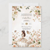 Ivoren Quinceanera-jurk Bloemvlinders Elegant Kaart (Voorkant)