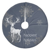 Ivoren Rendier Kerstmis | Blauwe Kerstmis Fleece Kerstboom Rok (Voorkant)
