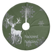 Ivoren Rendier Kerstmis | Groene Kerst Fleece Kerstboom Rok (Voorkant)