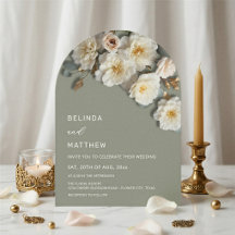 Ivoren Rozen 3D Bloemen Salie Groene Boog Bruiloft