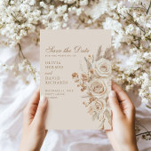 Ivoren Rozen Neutrale Bewaar de Datum Save The Date