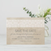 Ivoren Rustic Kant Save the Date Uitnodiging (Staand voorkant)