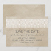 Ivoren Rustic Kant Save the Date Uitnodiging (Voorkant / Achterkant)