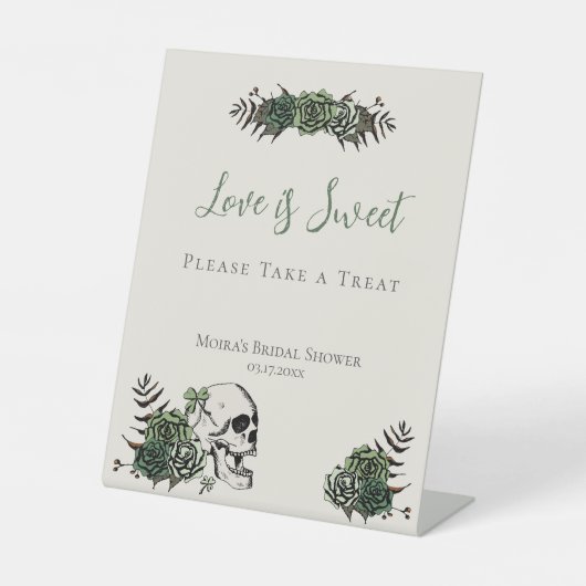 Ivoren Schedel Rozen Ierse Bruiloft Favoren Bord Reclamebord Met Voetstuk (Voorkant)