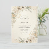 Ivoren Serene Winter Botanische Bruiloft Kaart (Staand voorkant)