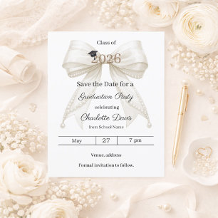Ivoren strik parels Afstudeerfeest Save the Date