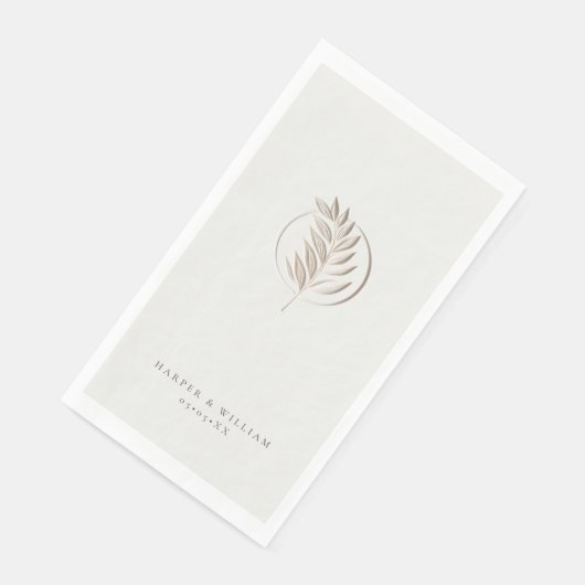 Ivoren takje bruiloft servet (Hoek)