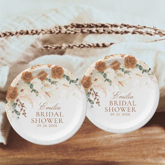 Ivoren Terracotta Calla Lelie Bruidsdouche Papieren Bordje