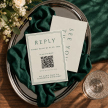 ivoren trouw-RSVP-kaart met QR-code