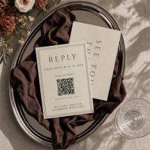 Ivoren trouw-RSVP-kaart met QR-code