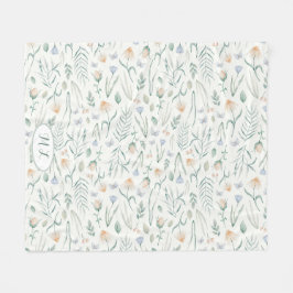 Ivoren Vintage Cottagecore Botanische Weide Custom Fleece Deken