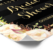 Ivoren Witte Bloem Strepen Bruidsfeest Bord Poster (Hoek)