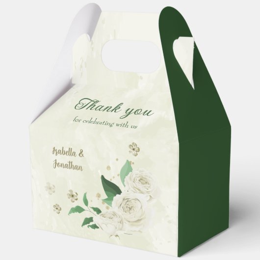 Ivoren witte bloemen bruiloft bedankdoosjes (Voorkant)