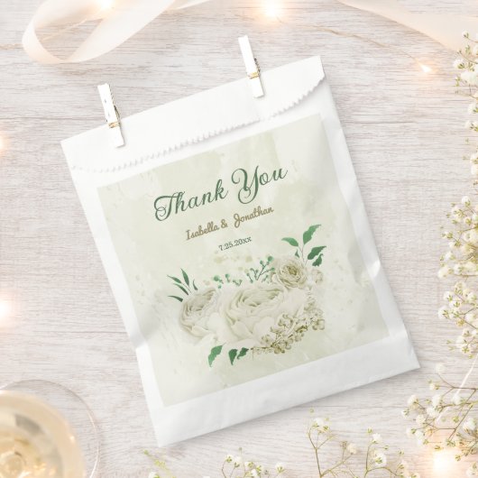 Ivoren witte bloemen bruiloft bedankzakje (Geknipt)