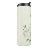 Ivoren witte bloemen bruiloft thermosbeker (Gedraaid links)