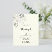 Ivoren witte bloemen huwelijksuitnodiging (Staand voorkant)