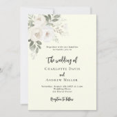 Ivoren witte bloemen huwelijksuitnodiging kaart (Voorkant)