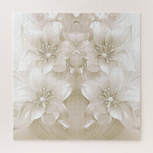 Ivoren Witte Bloemen Legpuzzel (Verticaal)