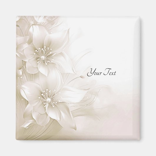 Ivoren Witte Bloemen Magneet (Voorkant)