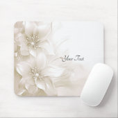 Ivoren Witte Bloemen Muismat (Met muis)
