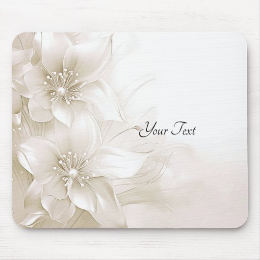 Ivoren Witte Bloemen Muismat (Voorkant)