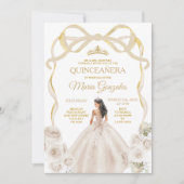 Ivoren witte boog prinses gouden kroon Quinceañera Kaart (Voorkant)