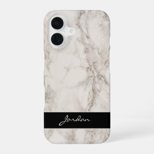 Ivoren Witte Gepolijste Marmeren Steen met Naam iPhone 16 Hoesje
