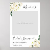 Ivoren Witte Roos Bloem Bruids Bruiloft Foto Booth Poster (Voorkant)