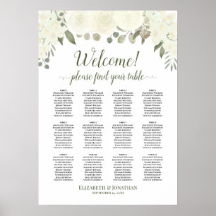 Ivoren Witte Rozen 12 Tafel Trouw Stoelenplattegro Poster
