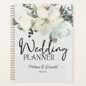 Ivoren Witte Rozen Bloemige Bruiloft Planner (Voorkant)