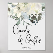 Ivoren Witte Rozen Bloemkaart & Cadeaus Poster (Voorkant)
