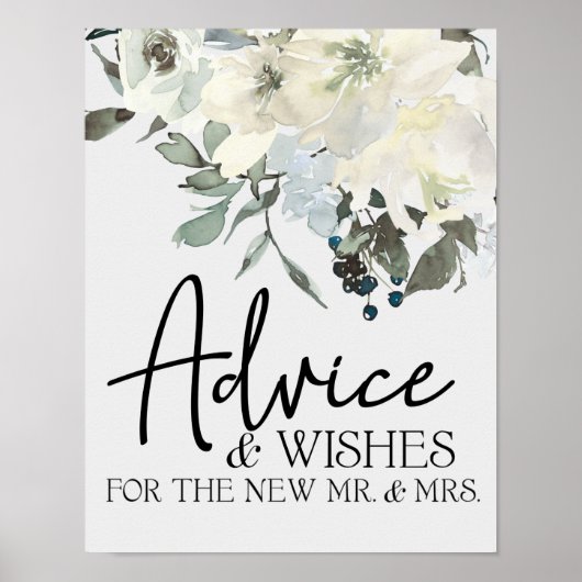 Ivoren Witte Rozen Bloemkaart & Cadeaus Poster (Voorkant)