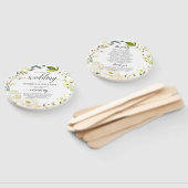 Ivoren Witte Rozen Groene Bloemige Trouwprogramma Handwaaier (Niet-gemonteerd)