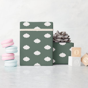 Ivoren wolken op donkergroen cadeaupapier