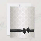 Ivoren zwarte das damasten trouwkaarten RSVP kaartje (Achterkant)