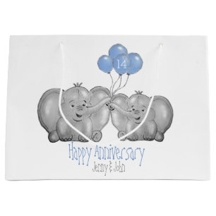 Ivory 14e bruiloft olifantenpaar groot cadeauzakje