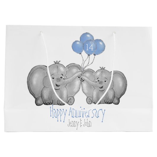 Ivory 14e bruiloft olifantenpaar groot cadeauzakje (Achterkant)