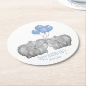 Ivory 14e bruiloft olifantenpaar ronde kartonnen onderzetter (Gebogen)