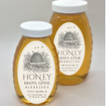 Ivory 32 oz Queenline Honey Label ( Skep)<br><div class="desc">Pas dit etiket van de honingpot aan met jouw naam of bedrijfsnaam, contactgegevens, adres en nettogewicht van honing. Bekeerling van het nettogewicht honing: 8 oz (227 g), 12 oz (340 g), 16 oz (454 g), 32 oz (907 g), 5 lb (2, 27 kg). Ivory-label met dunne rand en skep-ontwerp. (Geschikt...</div>