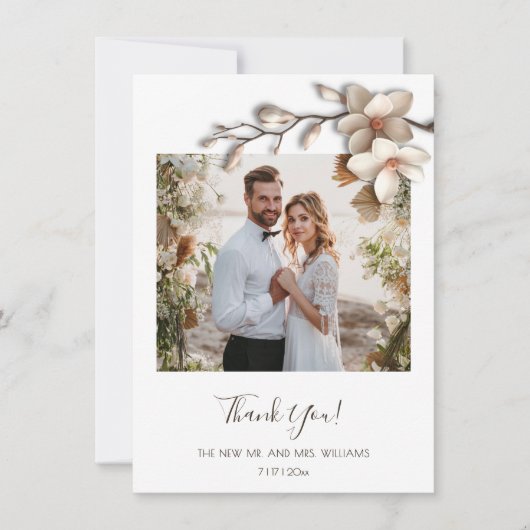 Ivory 3D Magnolia Flower Bedankkaart (Voorkant)