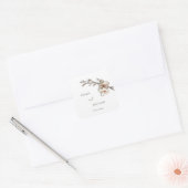 Ivory 3D Magnolia Flowers | Wedding Vierkante Sticker (Envelop)