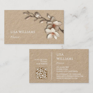Ivory 3D Magnolia Rustic   QR Code Visitekaartje
