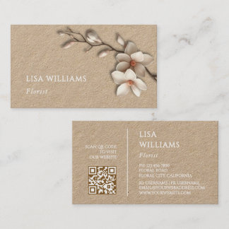 Ivory 3D Magnolia Rustic | QR Code Visitekaartje